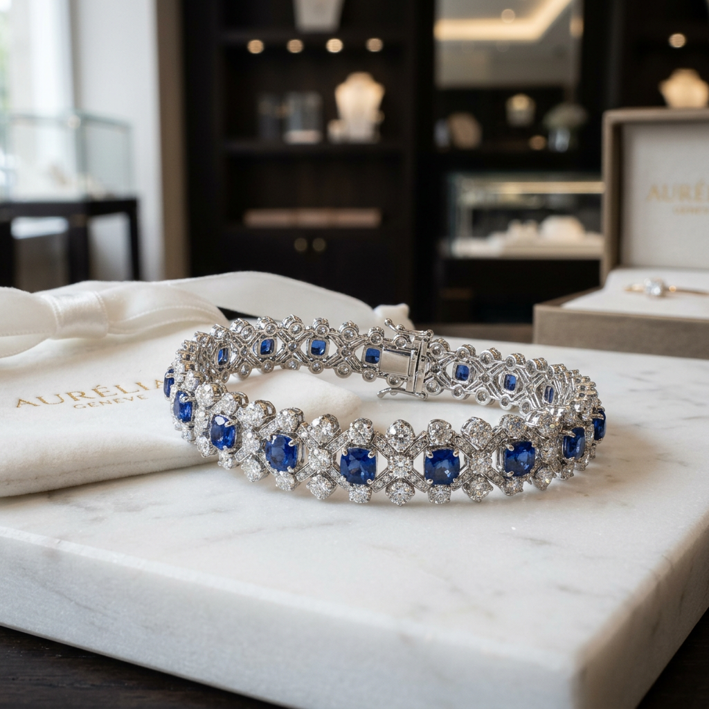 Pulseiras de diamante e safira Vivalux